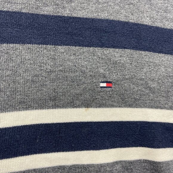 Tommy Hilfiger Blue / Grey Striped Pullover V-Neck Sweater Long Sleeve Mens S - Picture 6 of 13